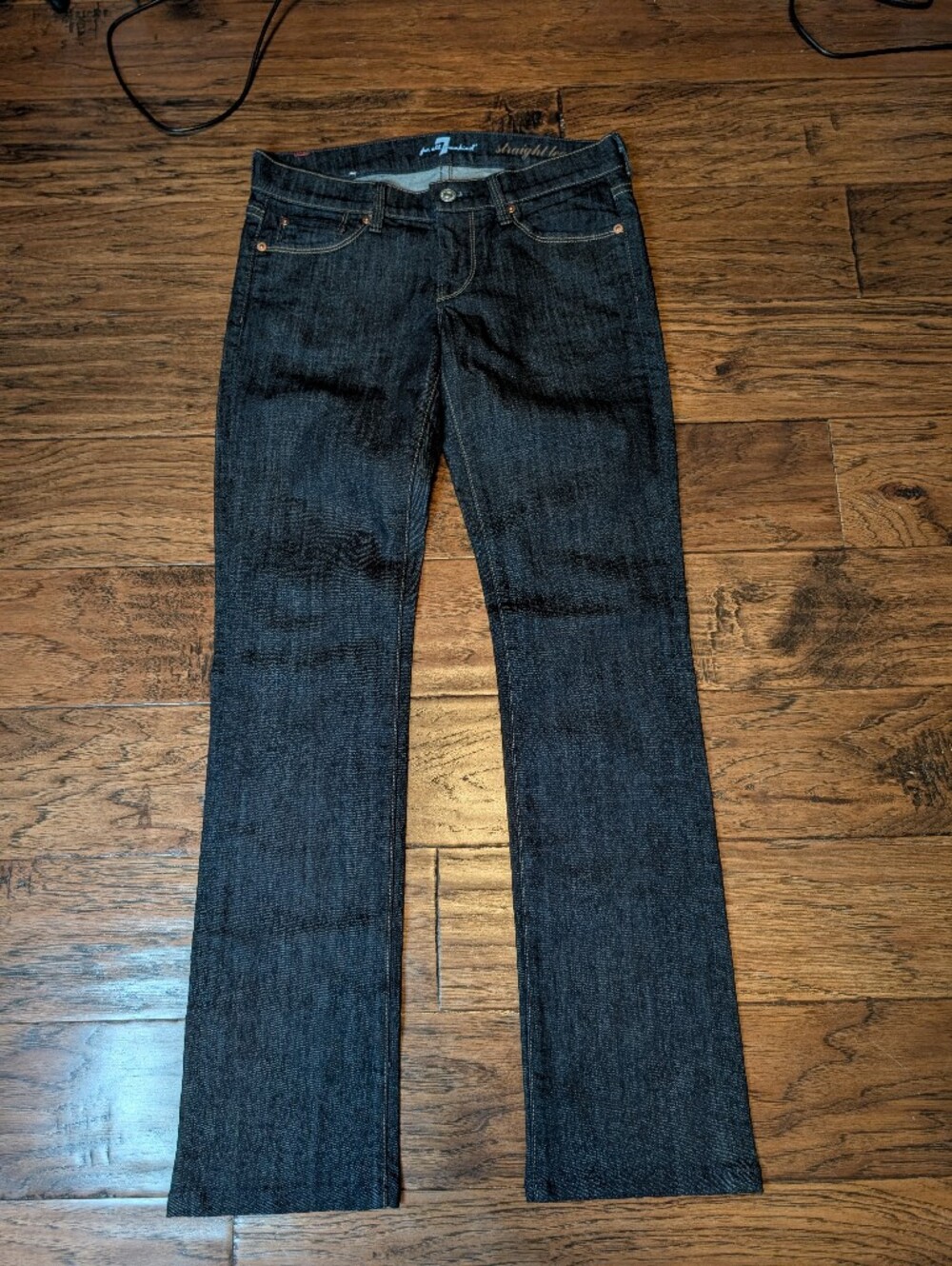 7 For All Mankind Y2K Style Straight Leg Dark Wash Denim Jeans Size 25